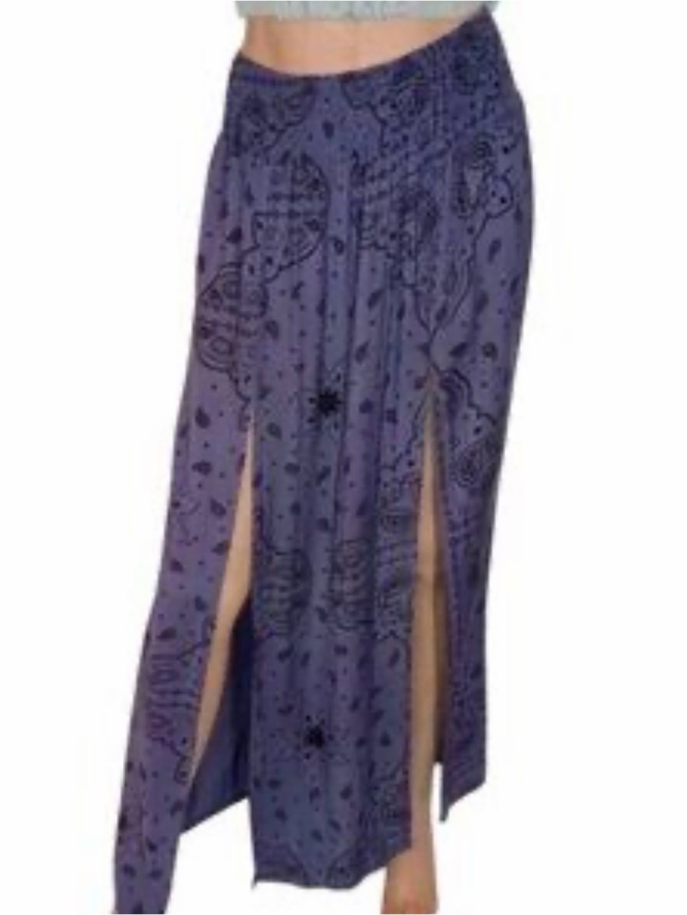 Split Maxi Skirt with Paisley Print